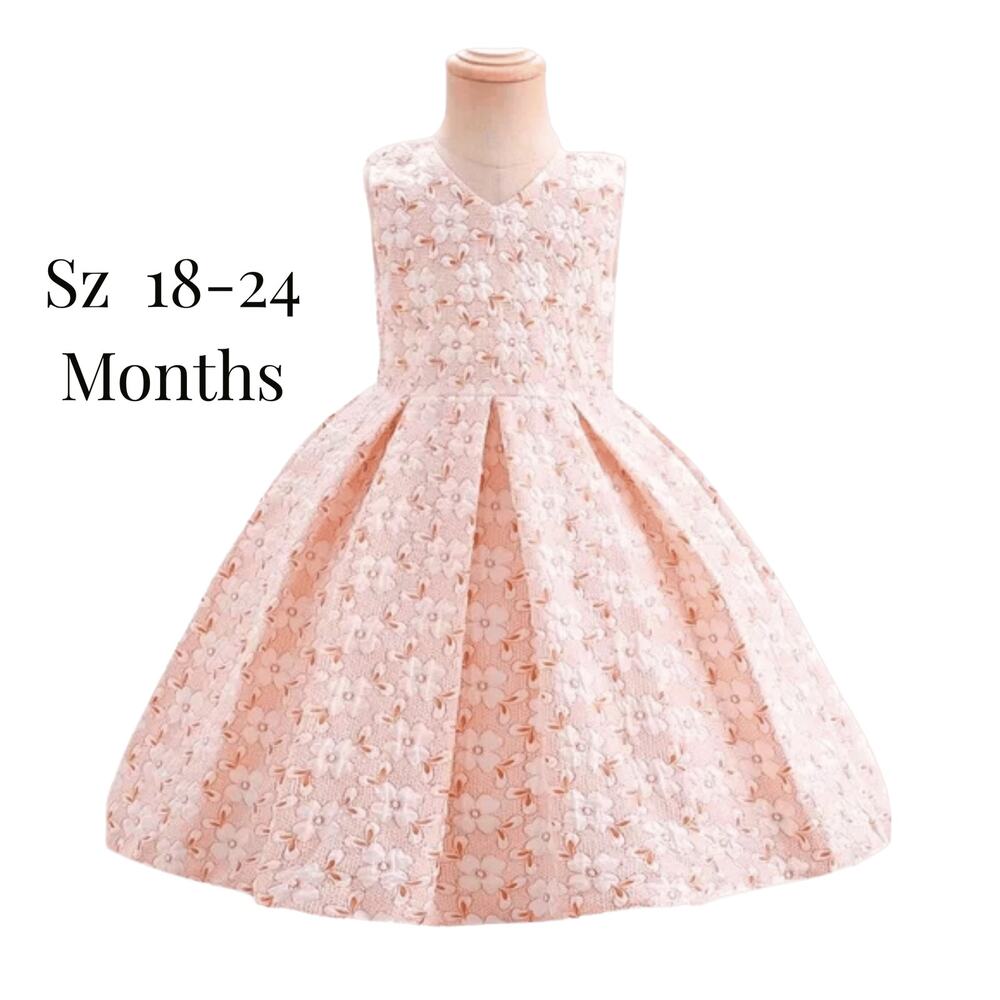 Girls Pink Floral Easter Dress 18-24 Months Princess Spring Formal Party